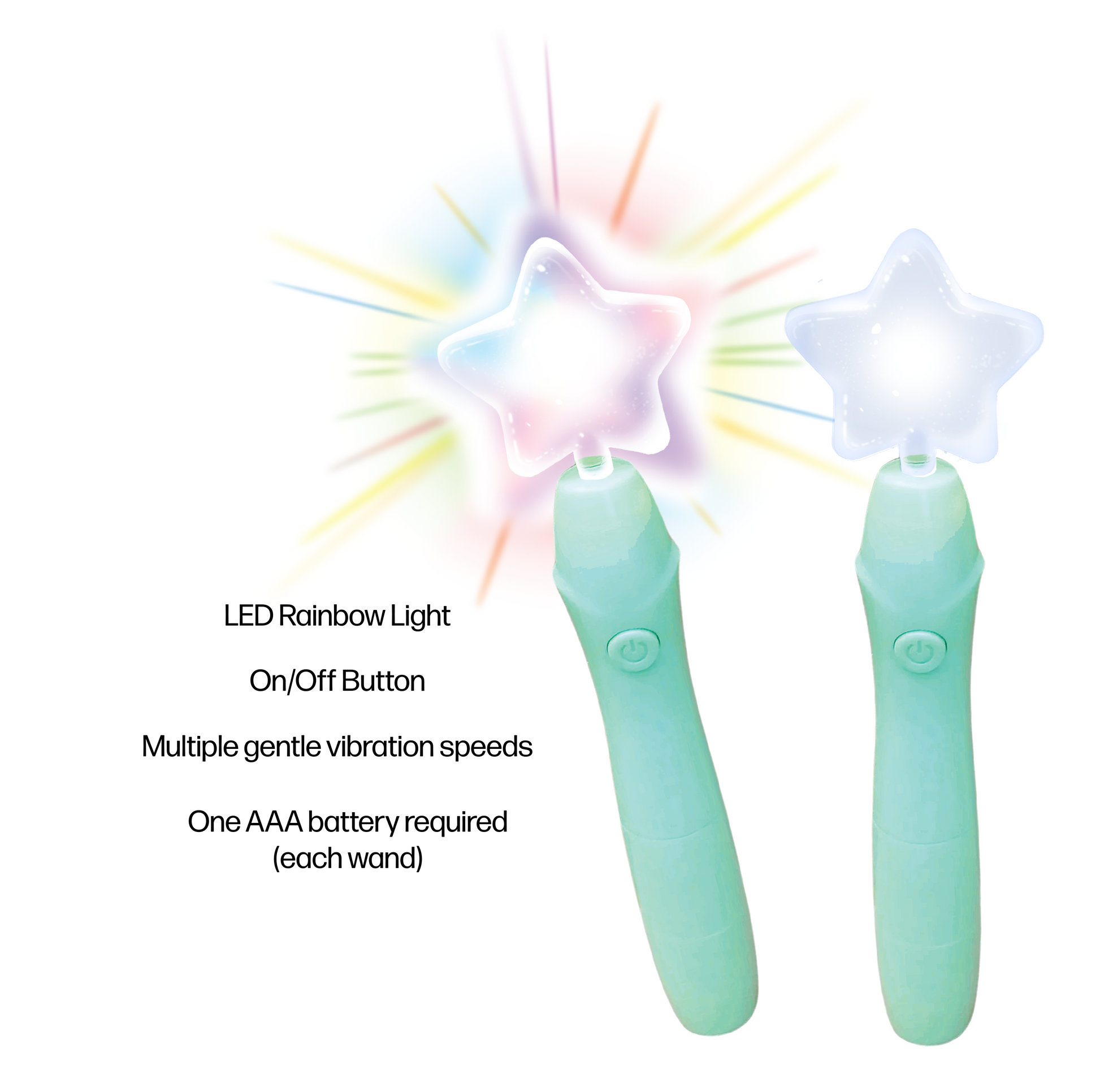 Sensory Calming Gentle Handheld Vibrating Magic Toy Wands w/Rainbow Light Children's Regulation Toy        (Pink or Green)